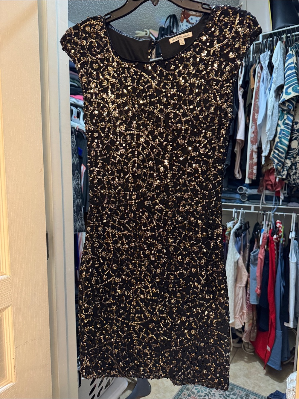 Charlotte Russe Black Beaded Mini Dress